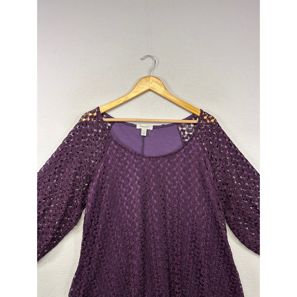 Whimsigoth Dressbarn Womens 1X Purple Lace Handkerchief Hem Tunic Top Fairycore - Picture 8 of 10